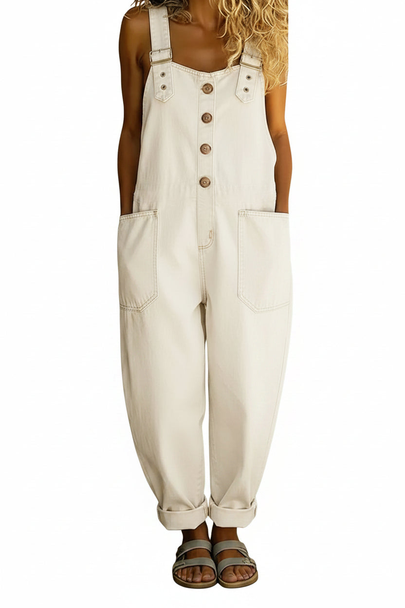 Women's Casual Denim Jumpsuit With Adjustable Buckle
