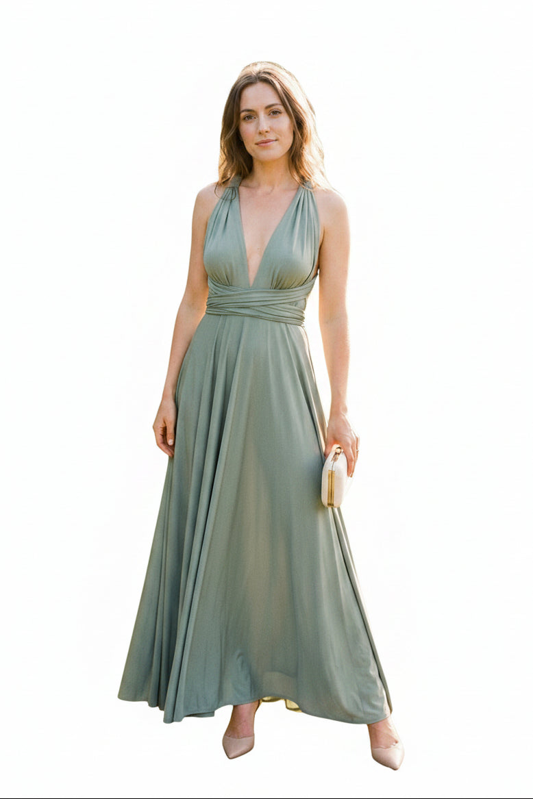 Flowing Knit A-Line Maxi Dress