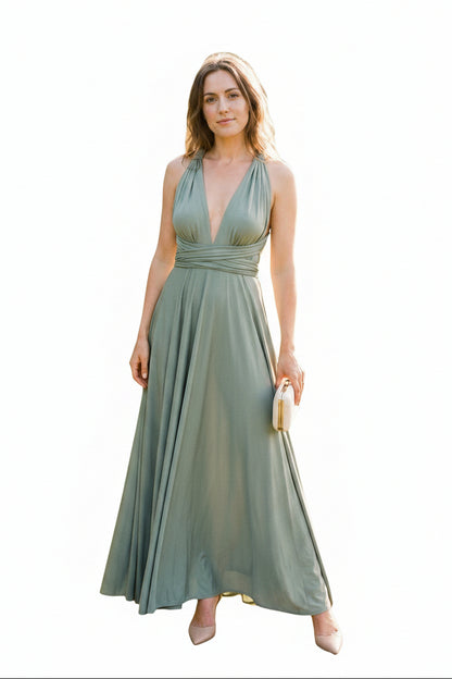 Flowing Knit A-Line Maxi Dress