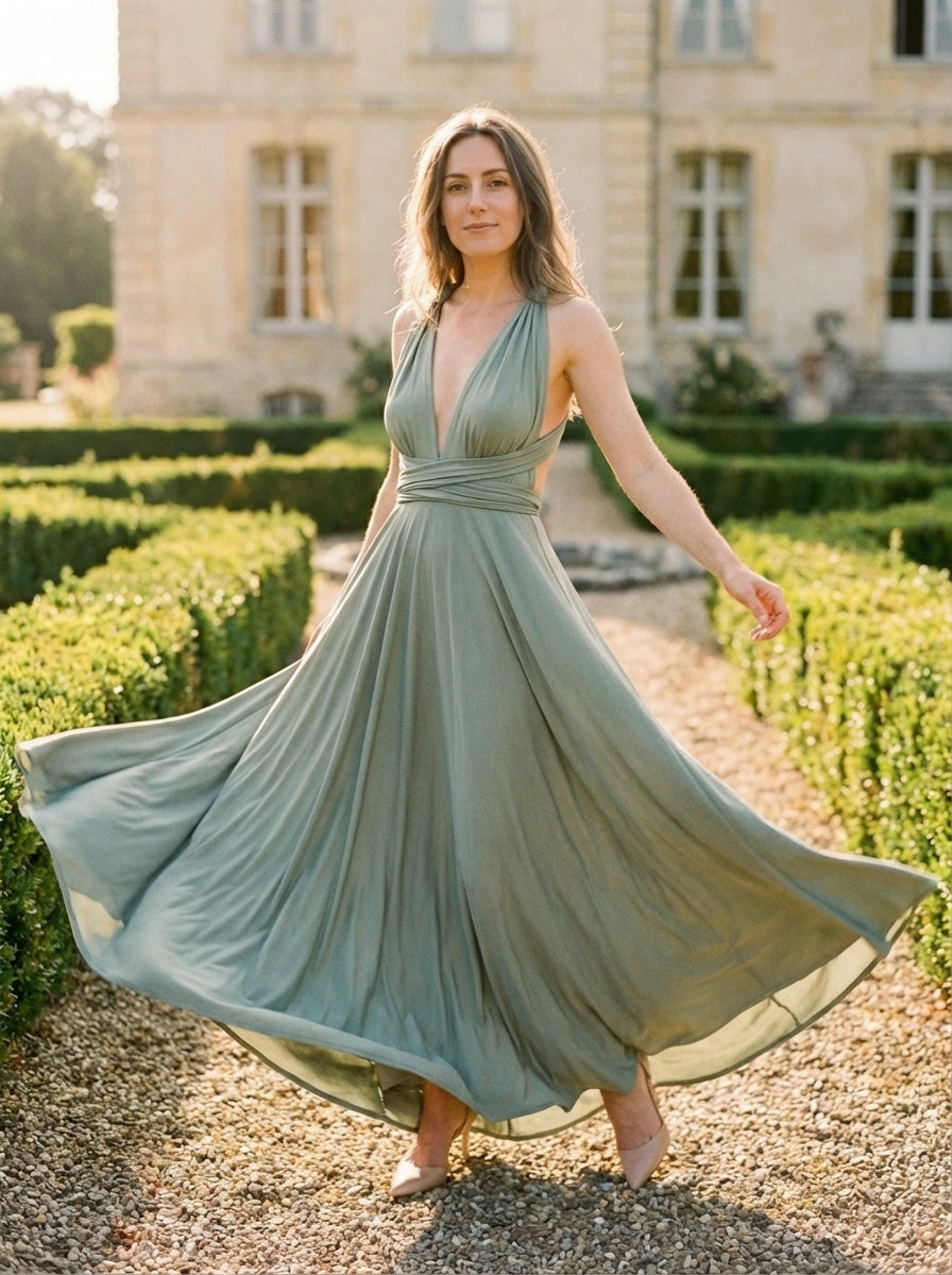 Flowing Knit A-Line Maxi Dress