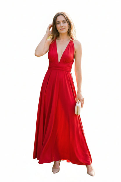 Flowing Knit A-Line Maxi Dress