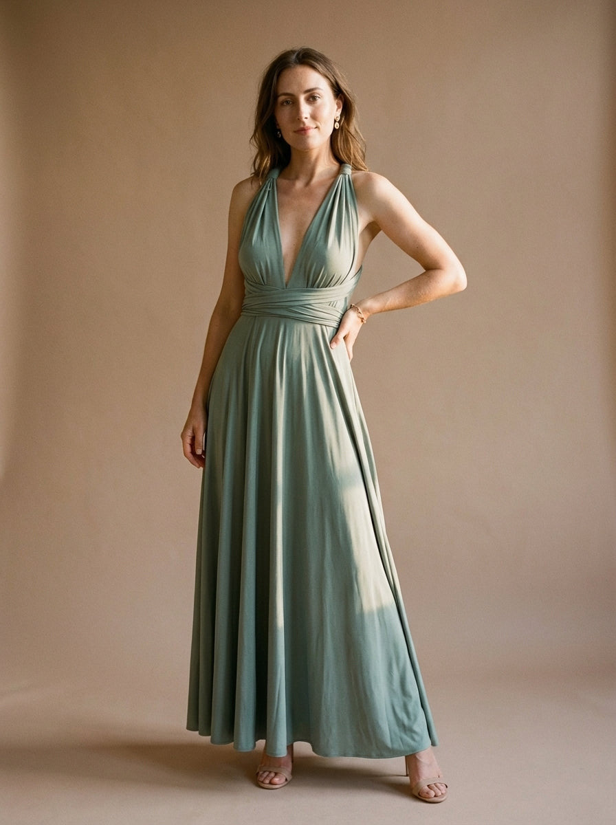 Flowing Knit A-Line Maxi Dress