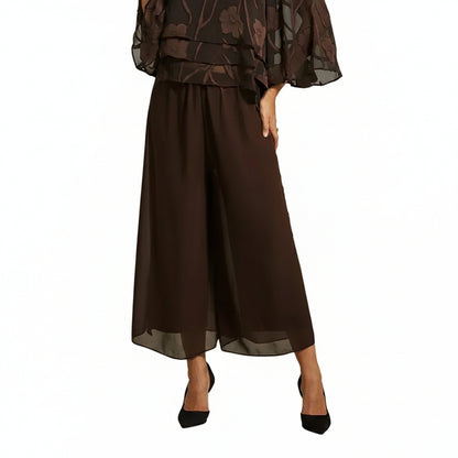Chiffon Overlay Mid-Waist Cropped Trousers