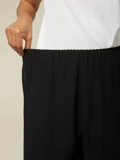 Chiffon Overlay Mid-Waist Cropped Trousers