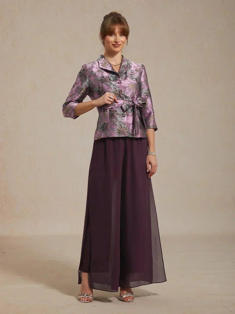 Elegant Chiffon Overlay Wide Pants