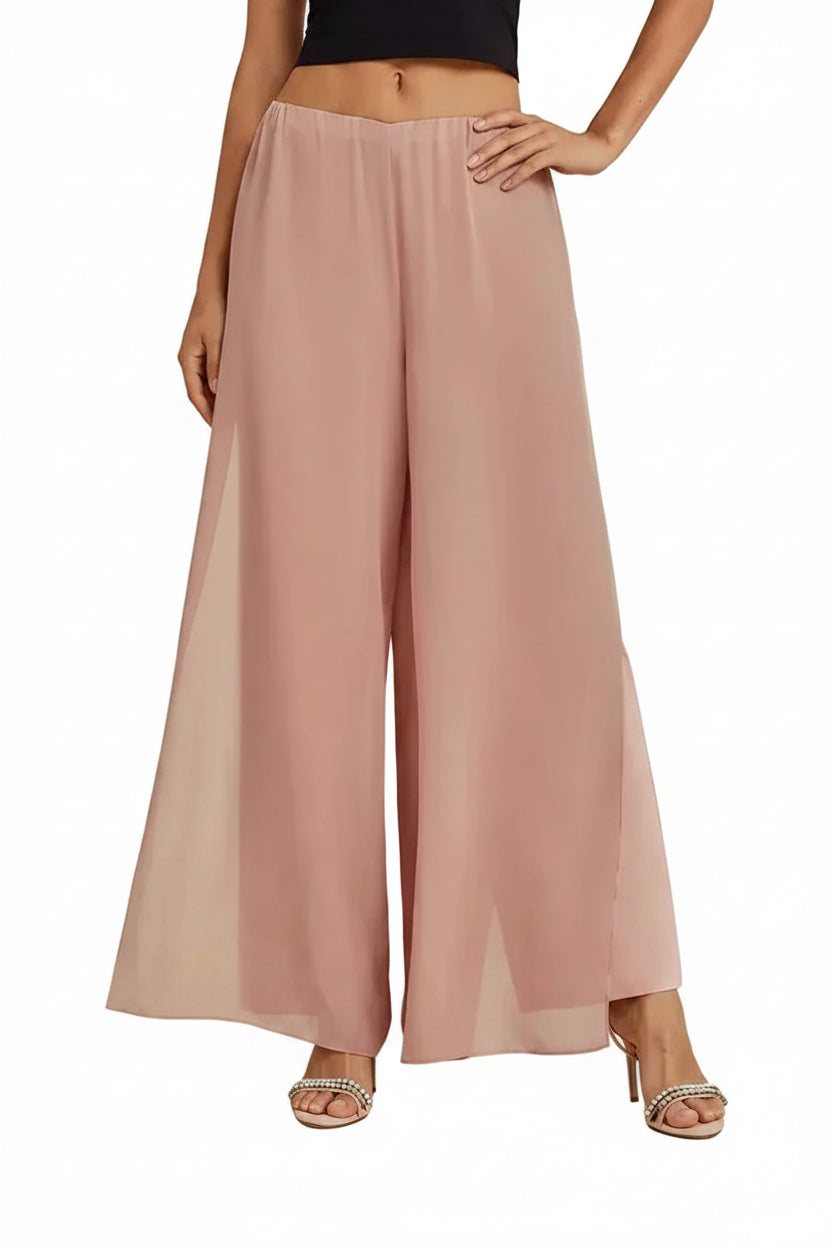 Elegant Chiffon Overlay Wide Pants