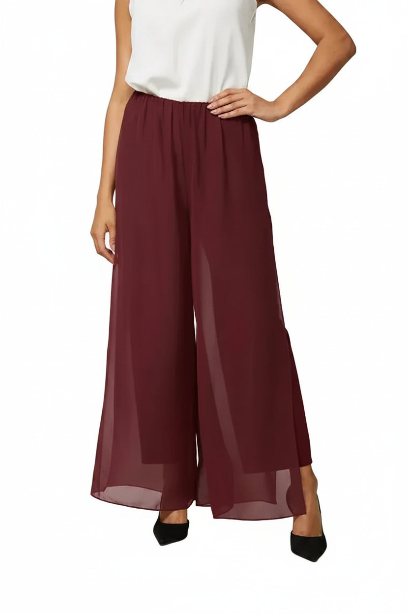 Elegant Chiffon Overlay Wide Pants
