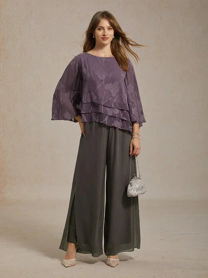 Elegant Chiffon Overlay Wide Pants