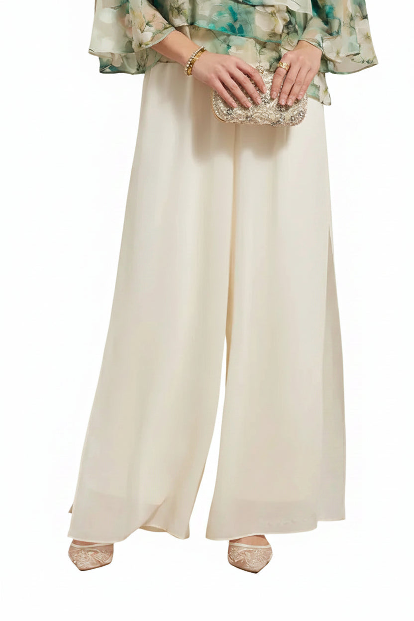 Elegant Chiffon Overlay Wide Pants