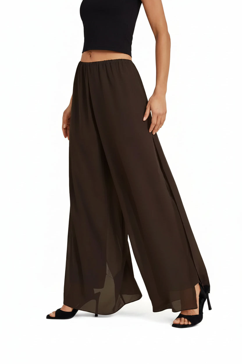 Elegant Chiffon Overlay Wide Pants