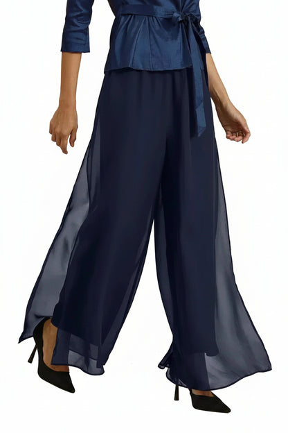 Elegant Chiffon Overlay Wide Pants