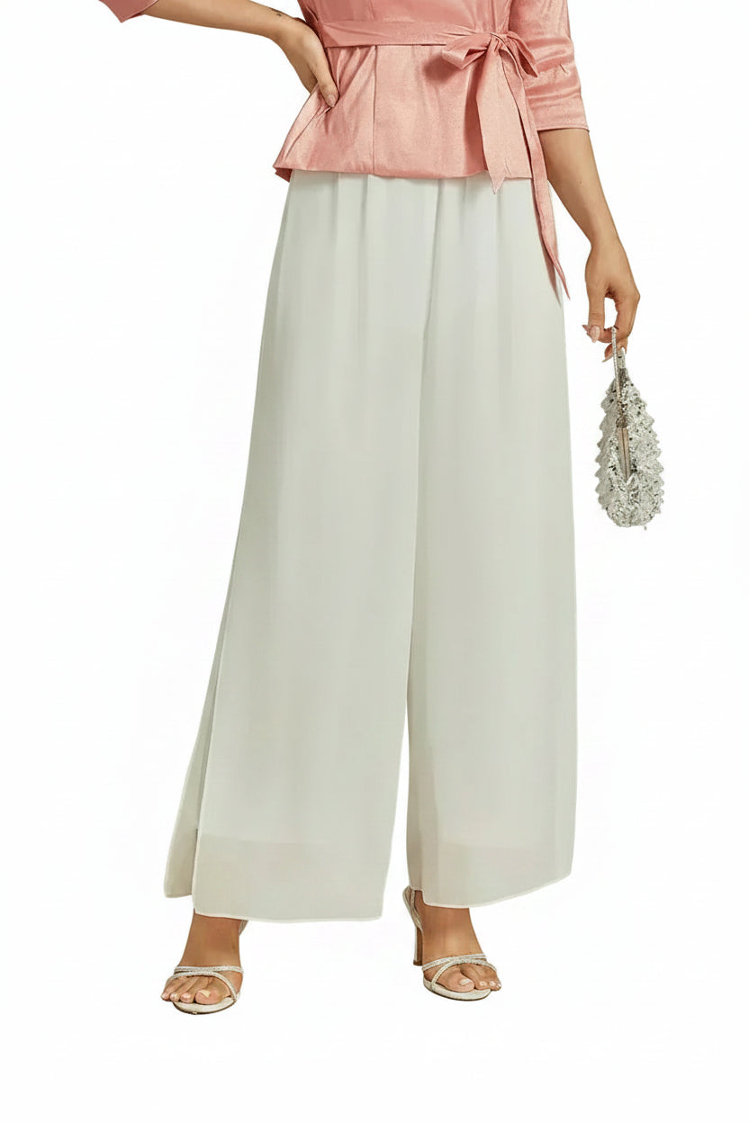Elegant Chiffon Overlay Wide Pants