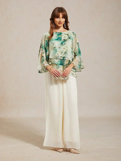 Chiffon Lace Layered Bell-Sleeve Top