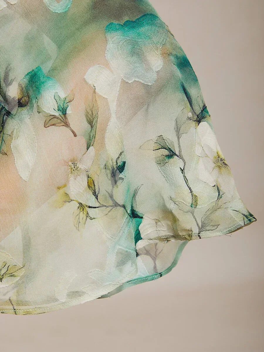 Chiffon Lace Layered Bell-Sleeve Top