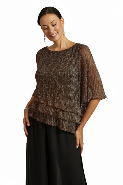 Shimmering Asymmetrical Pleated Blouse