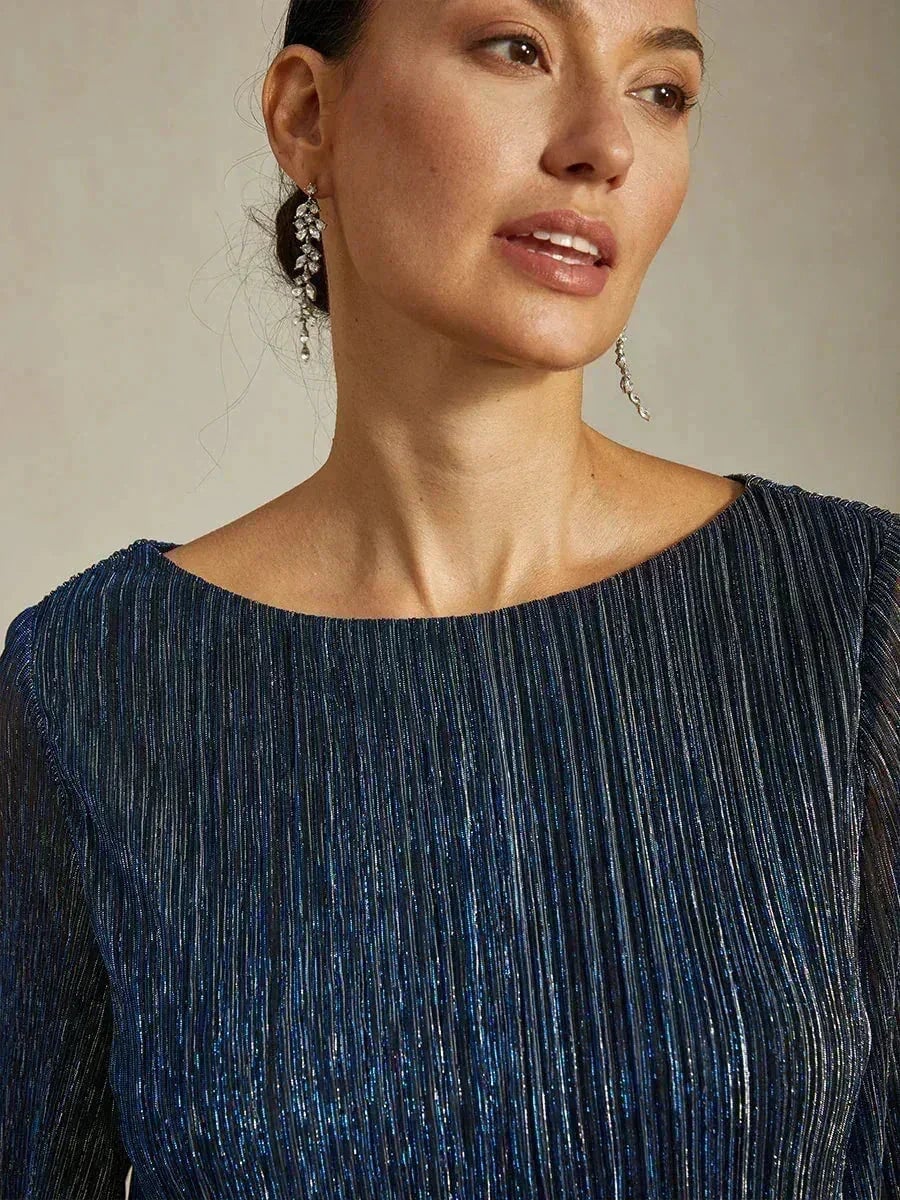 Shimmering Asymmetrical Pleated Blouse