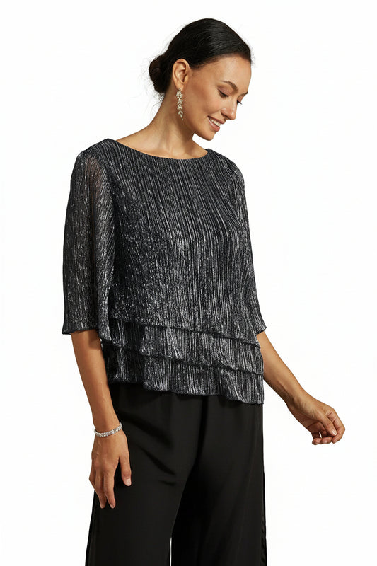 Shimmering Asymmetrical Pleated Blouse