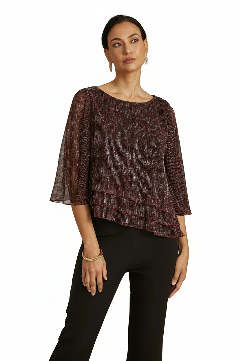 Shimmering Asymmetrical Pleated Blouse
