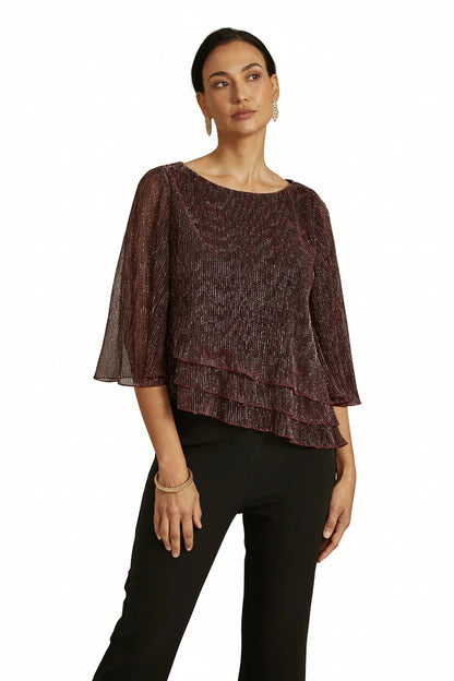 Shimmering Asymmetrical Pleated Blouse