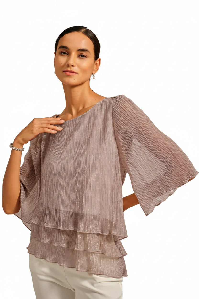 Shimmering Asymmetrical Pleated Blouse