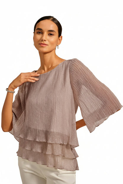 Shimmering Asymmetrical Pleated Blouse