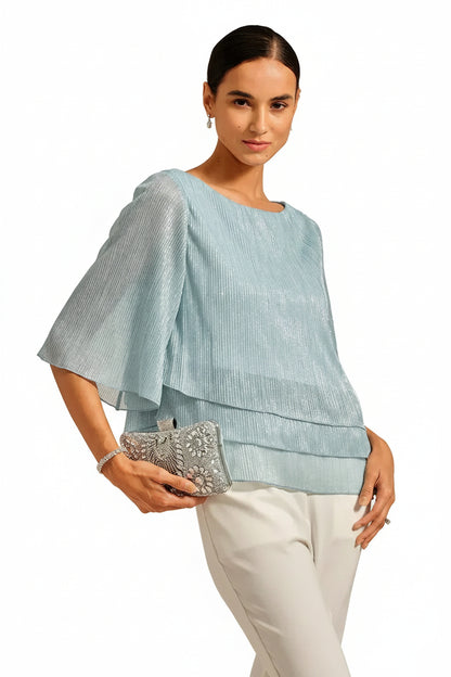 Shimmering Asymmetrical Pleated Blouse