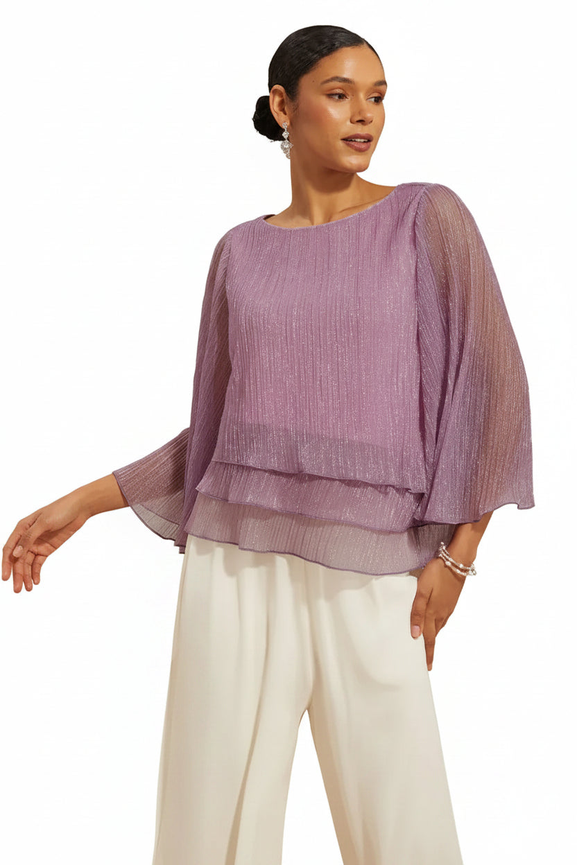 Shimmering Asymmetrical Pleated Blouse
