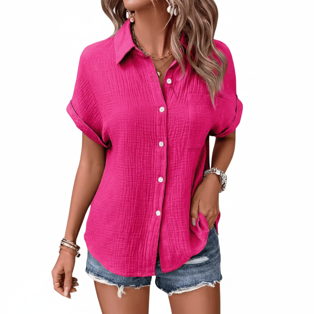 Sun-Drenched Cotton Button-Down Shirt