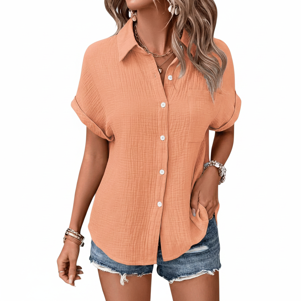 Sun-Drenched Cotton Button-Down Shirt