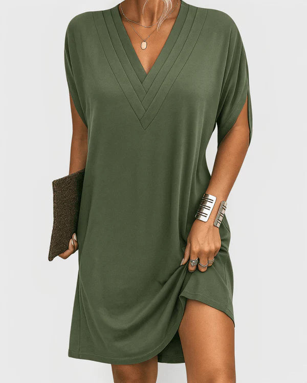 Soft Sleeve V-Neck Dress
