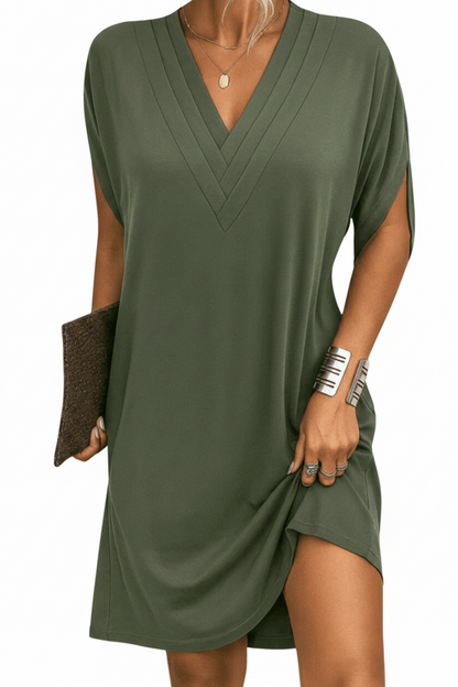 Soft Sleeve V-Neck Dress