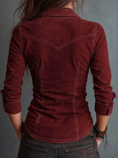 Women's Distressed Denim Shirt
