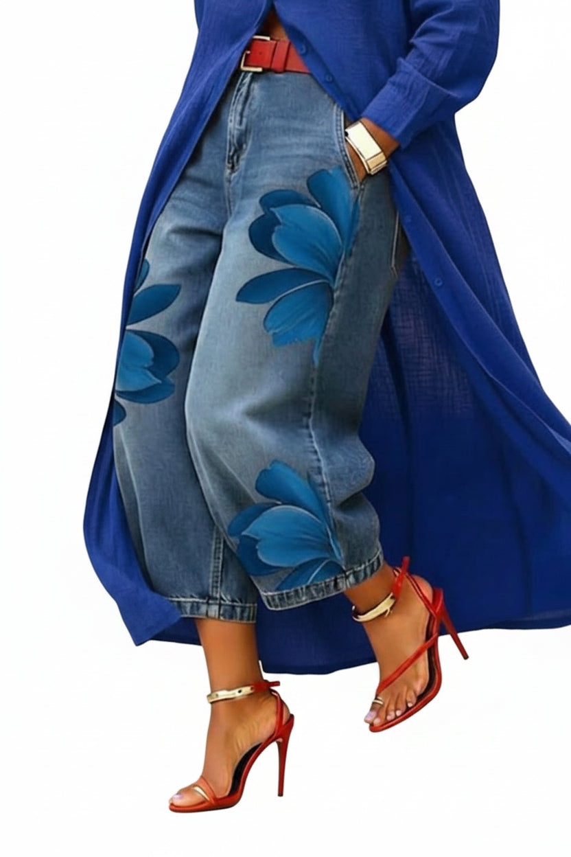 Artistic Slim-Fit High-Waist Jeans