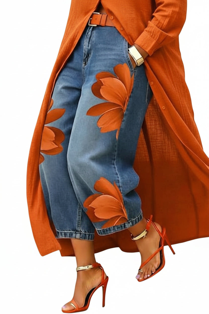 Artistic Slim-Fit High-Waist Jeans