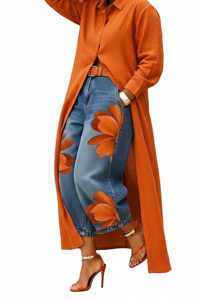 Artistic Slim-Fit High-Waist Jeans