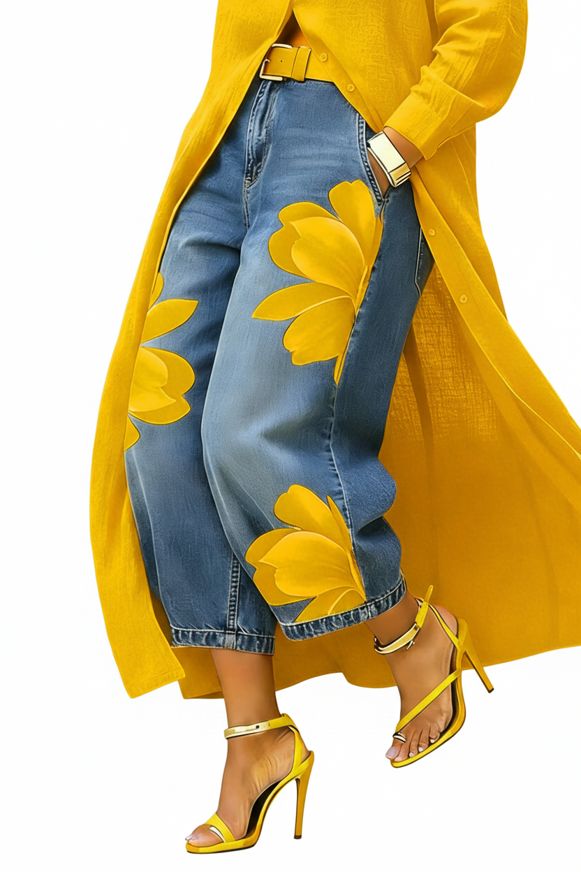 Artistic Slim-Fit High-Waist Jeans