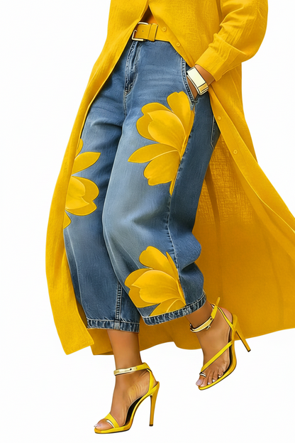 Artistic Slim-Fit High-Waist Jeans