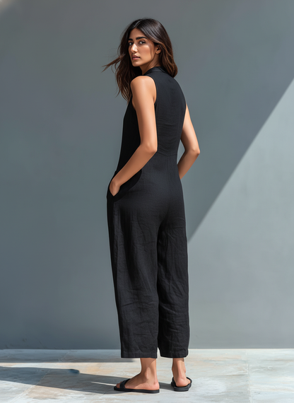 Women's Breathable Linen Blend Jumpsuit
