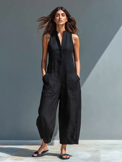Women's Breathable Linen Blend Jumpsuit