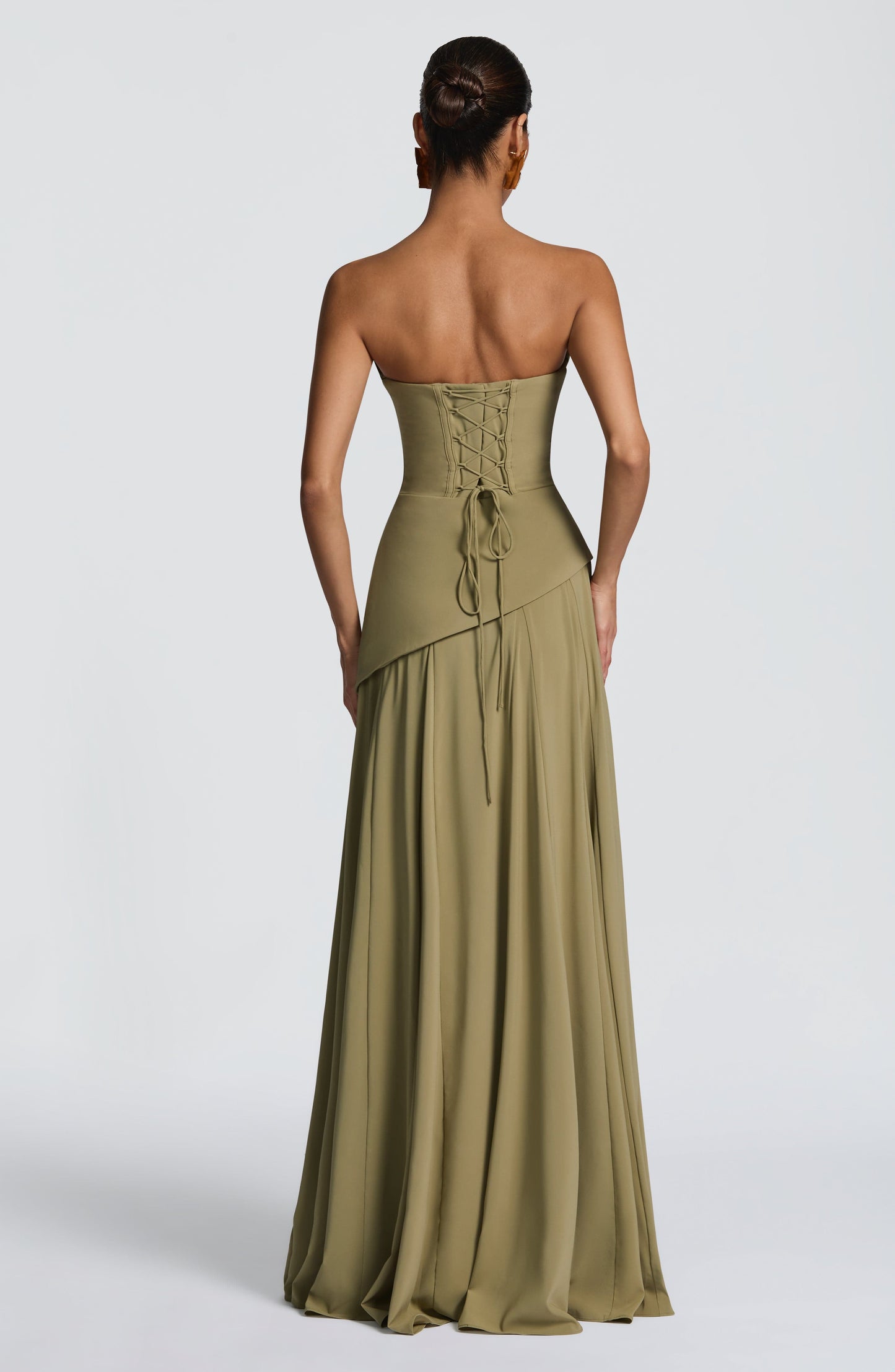 Elegant Strapless Satin Maxi Dress