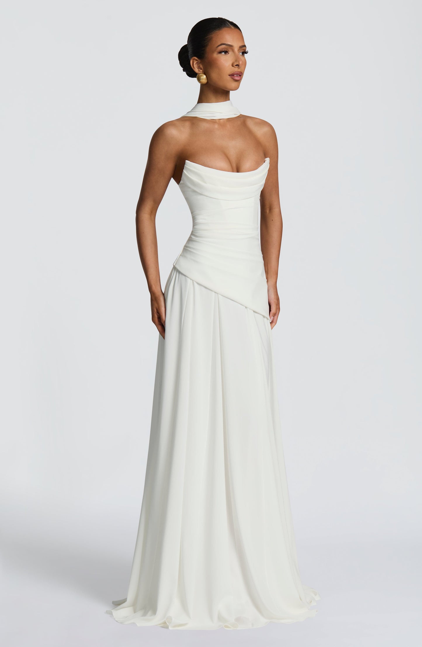 Elegant Strapless Satin Maxi Dress