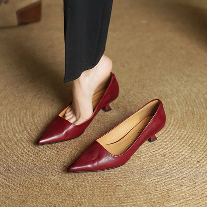 Women's Genuine Leather Kitten Heels