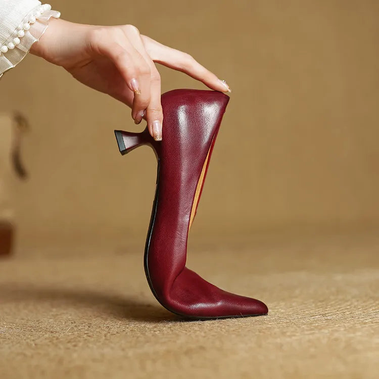 Women's Genuine Leather Kitten Heels