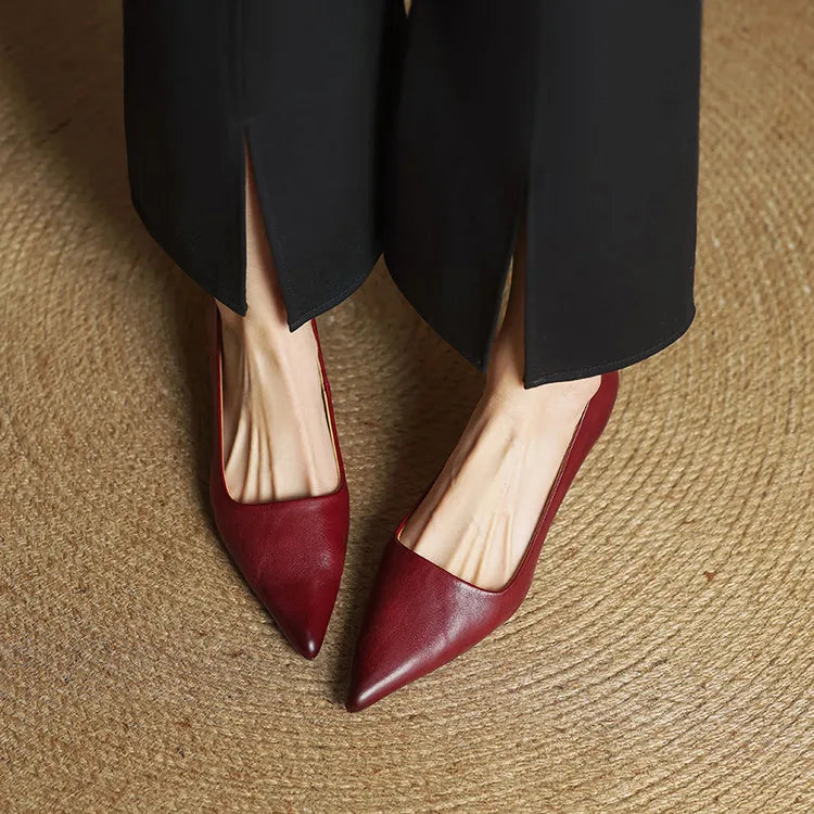Women's Genuine Leather Kitten Heels