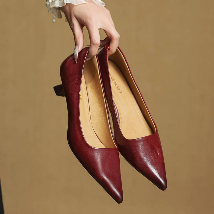Women's Genuine Leather Kitten Heels