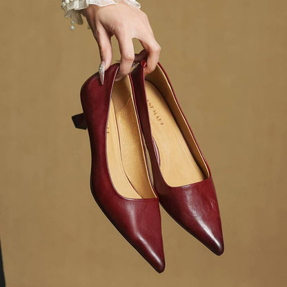 Women's Genuine Leather Kitten Heels