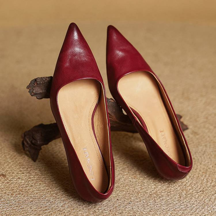 Women's Genuine Leather Kitten Heels