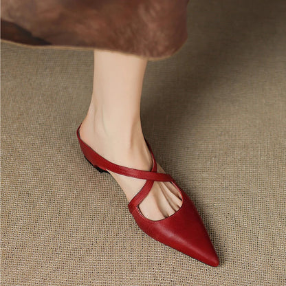 Stylish Cross-Strap Pointed-Toe Mules