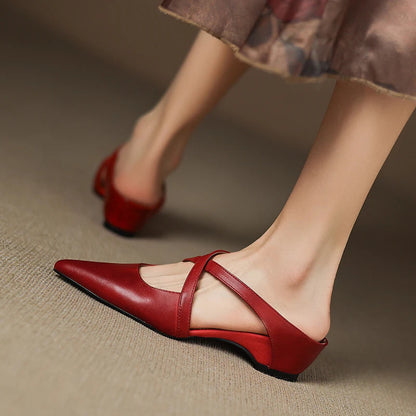 Stylish Cross-Strap Pointed-Toe Mules