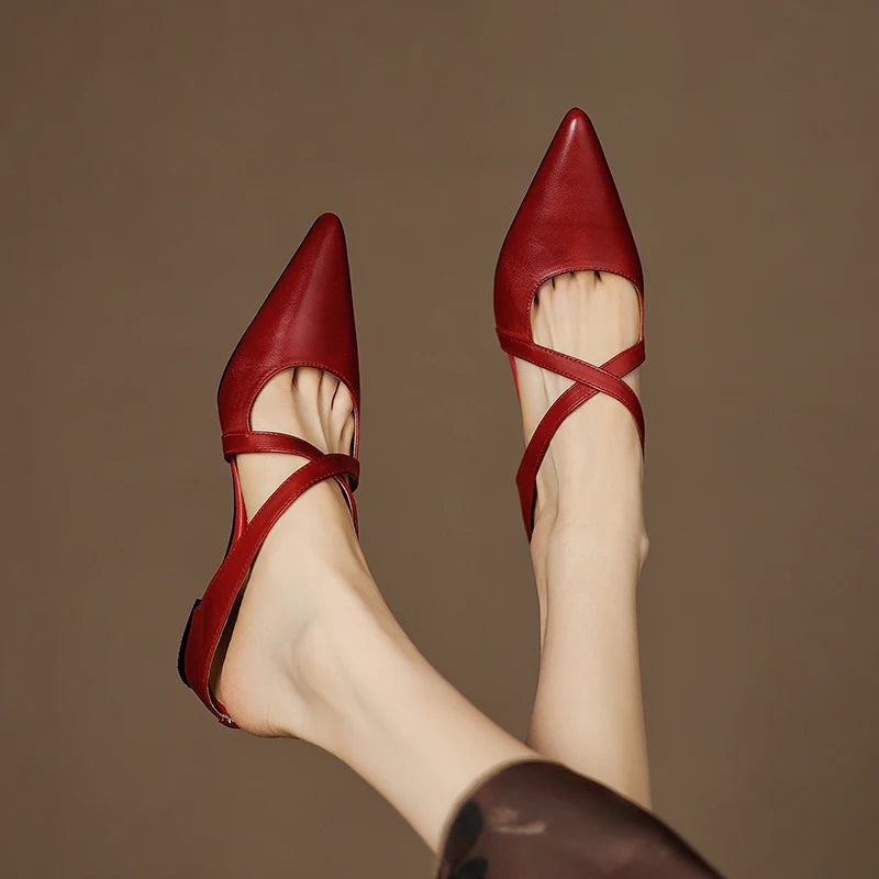 Stylish Cross-Strap Pointed-Toe Mules